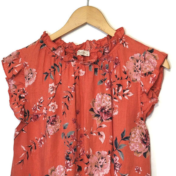 Bellambra Linen Floral Shift Dress Made in Italy Ruffle Midi Casual Summer M - Picture 3 of 12